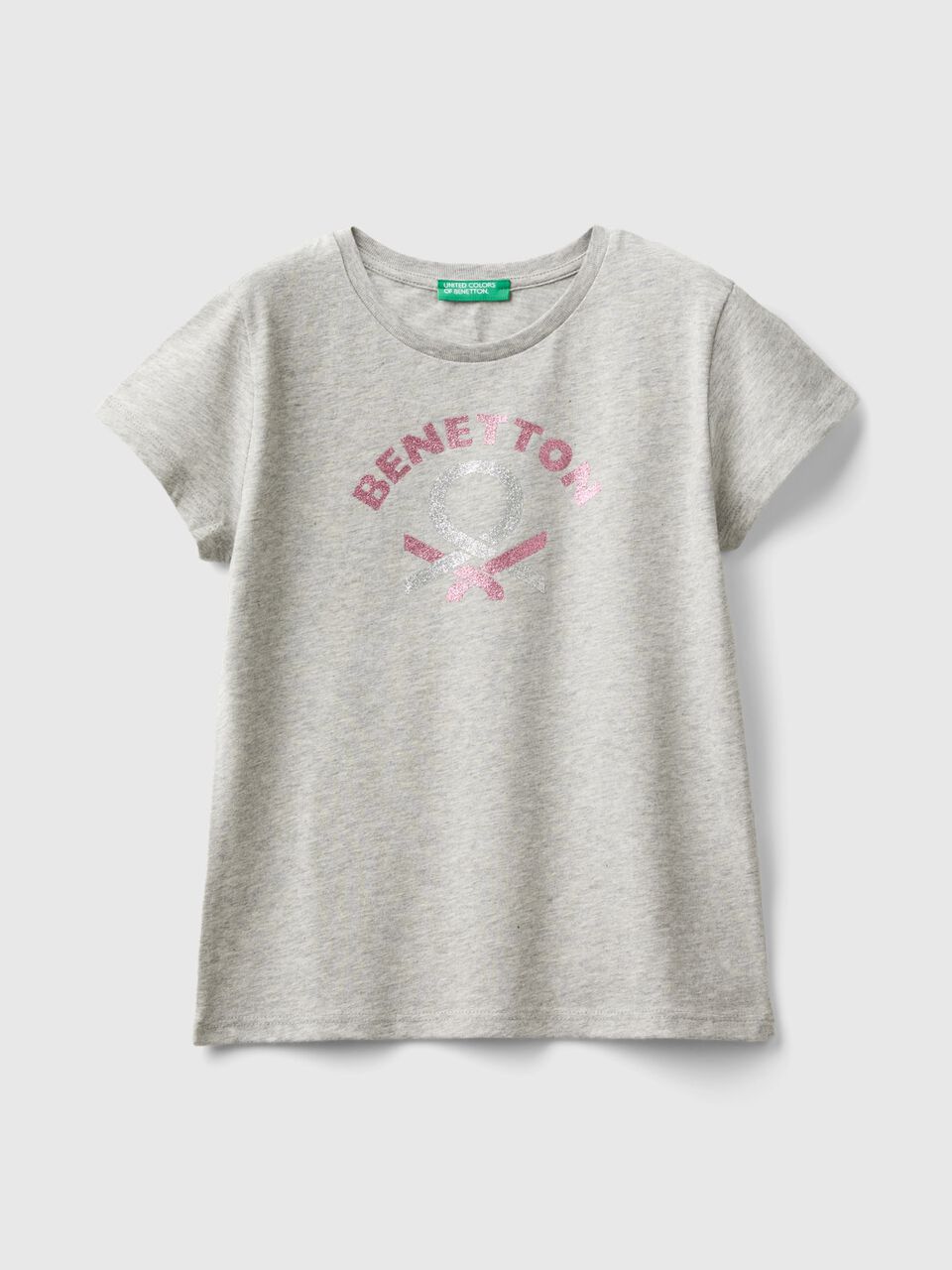 T-SHIRT WITH GLITTERY LOGO IN ORGANIC COTTON