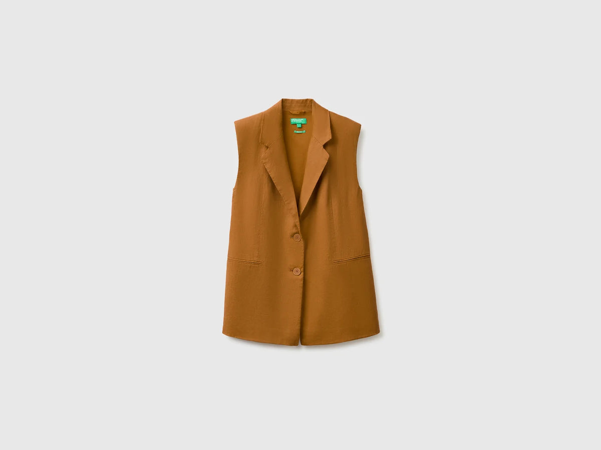 LONG VEST IN PURE LINEN