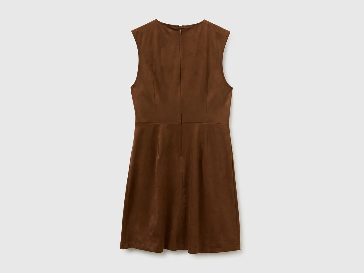 SLEEVELESS SUEDE-EFFECT DRESS