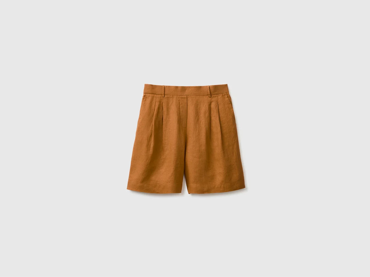 PURE LINEN BEMUDA SHORTS