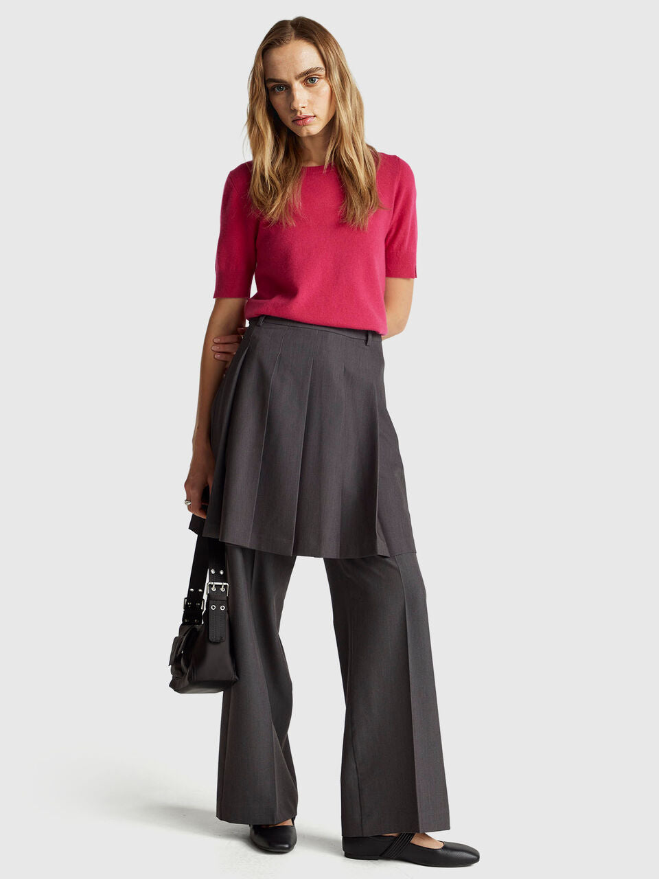 SHORT-SLEEVED SWEATER IN PURE MERINO WOOL