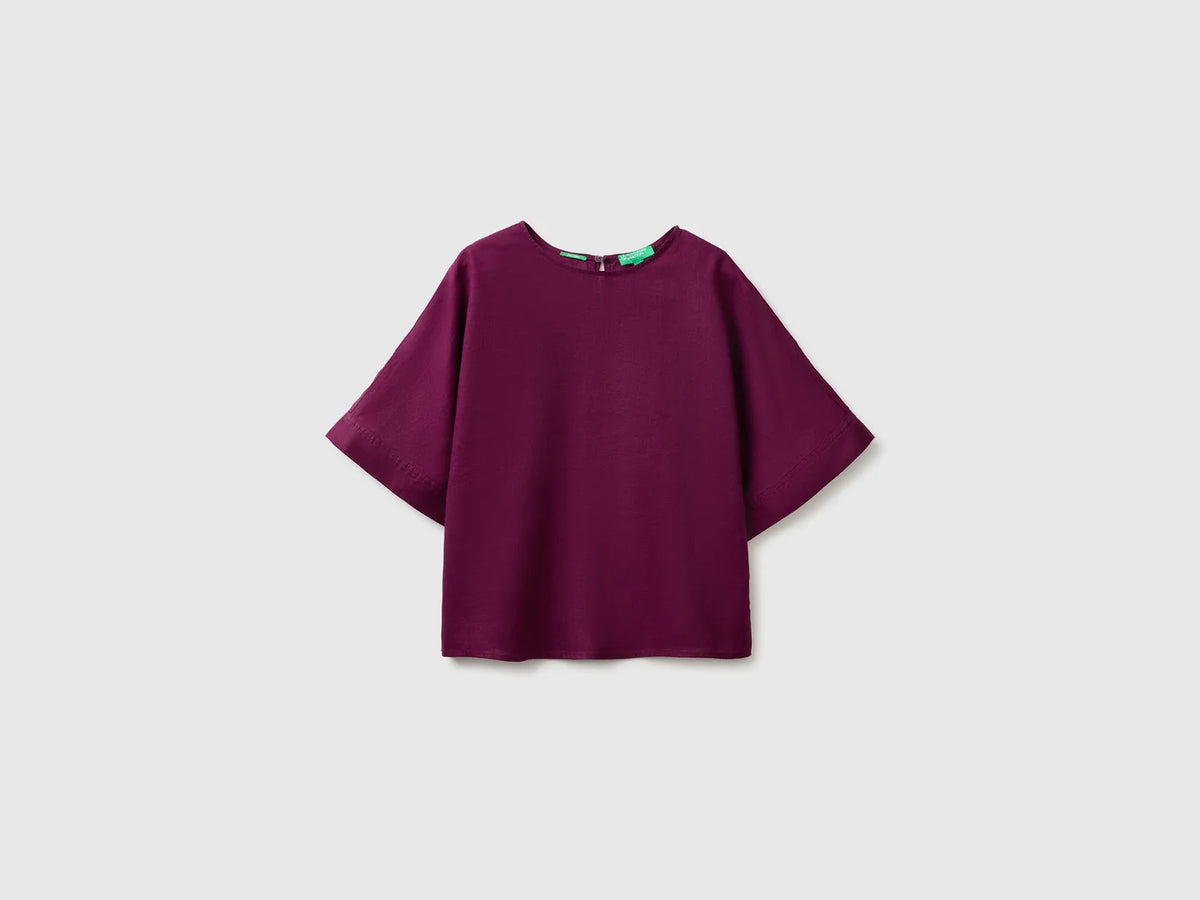 CREW NECK BLOUSE IN PURE LINEN