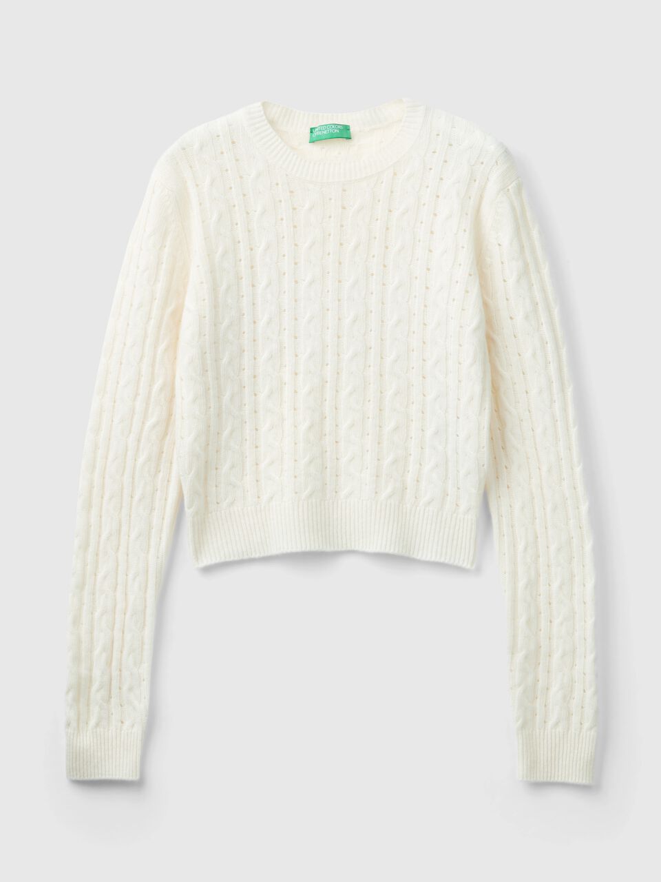 CROPPED SWEATER WITH CABLE KNIT AND PERFORATIONS