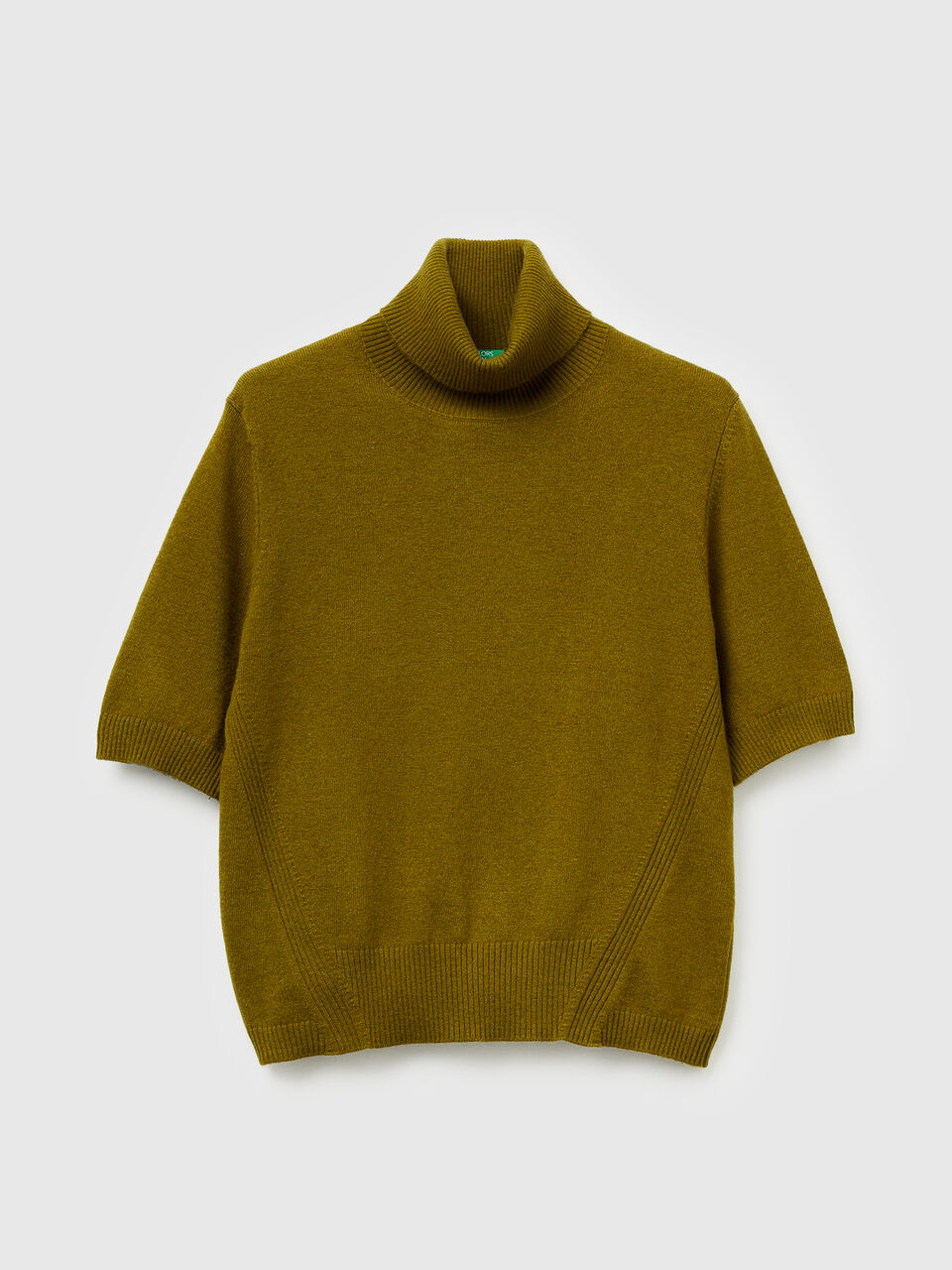 CAMEL CASHMERE BLEND SHORT SLEEVE TURTLE COLLAR