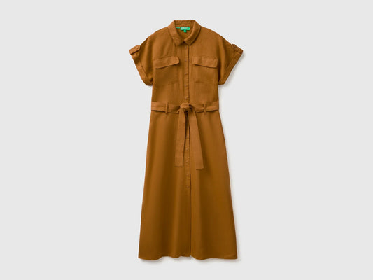 MIDI SHIRT DRESS IN PURE LINEN