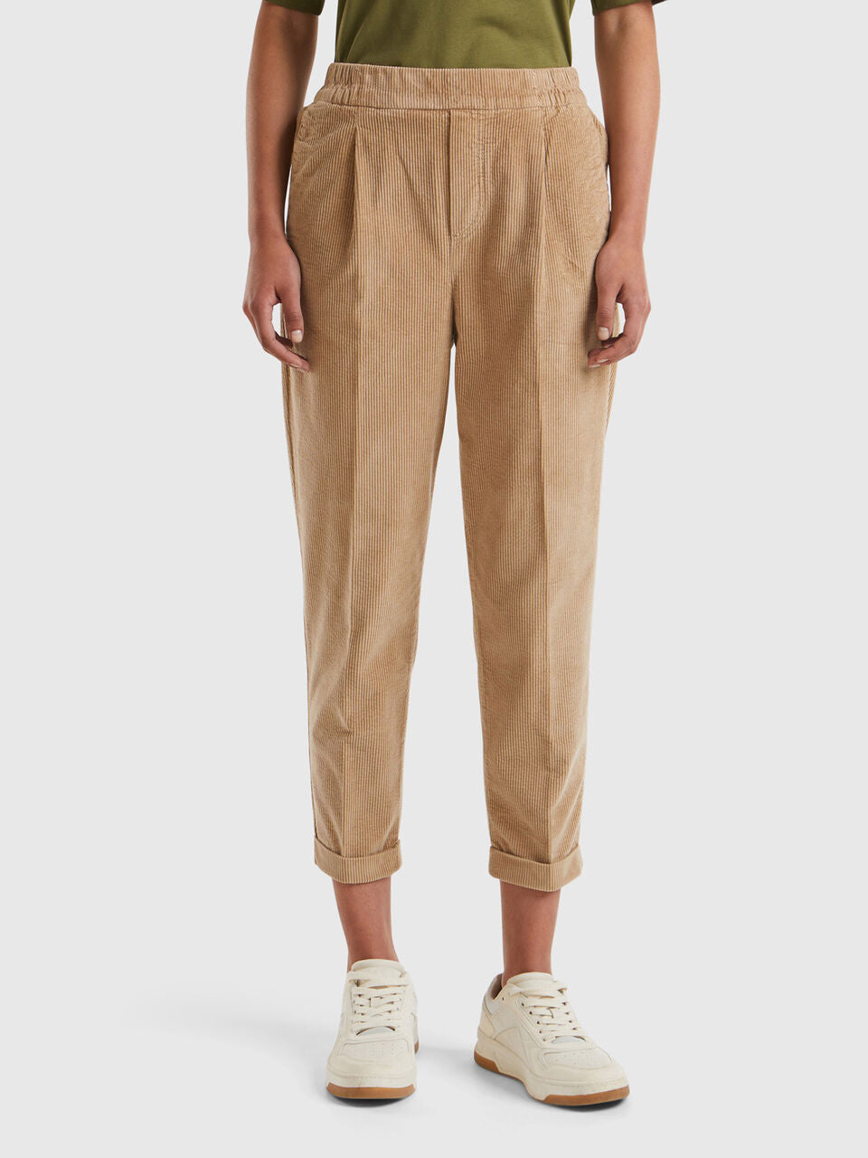 VELVET CHINO PANTS WITH ELASTIC WAIST