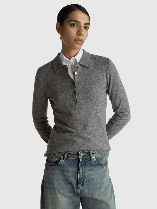 CASHMERE BLEND KNIT POLO
