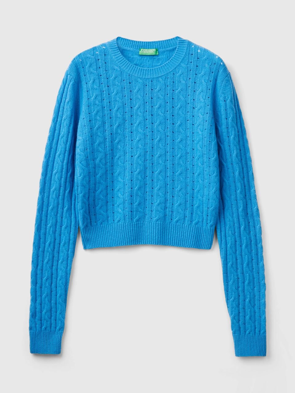 CROPPED SWEATER WITH CABLE KNIT AND PERFORATIONS