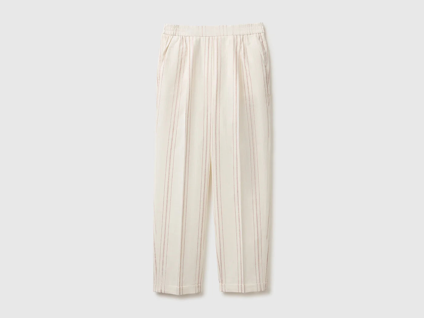 STRIPED LINEN BLEND TROUSERS