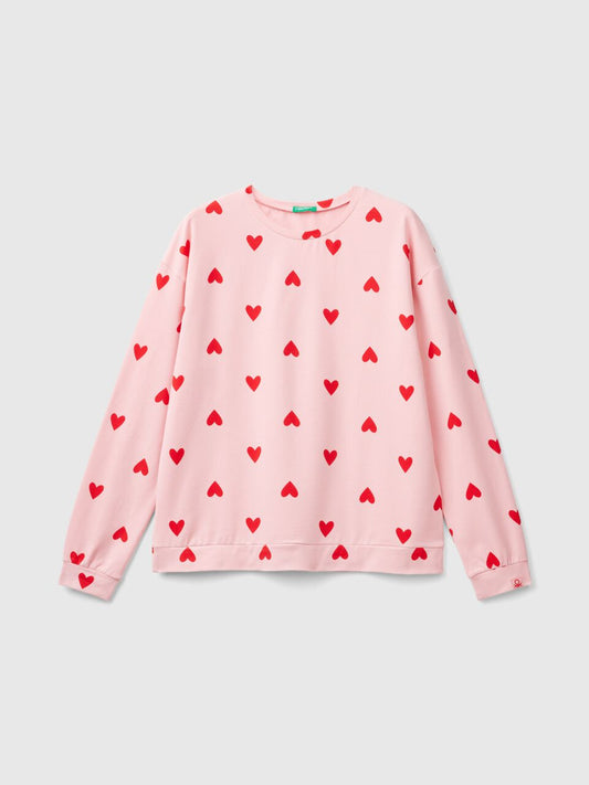 WARM COTTON T-SHIRT WITH HEARTS