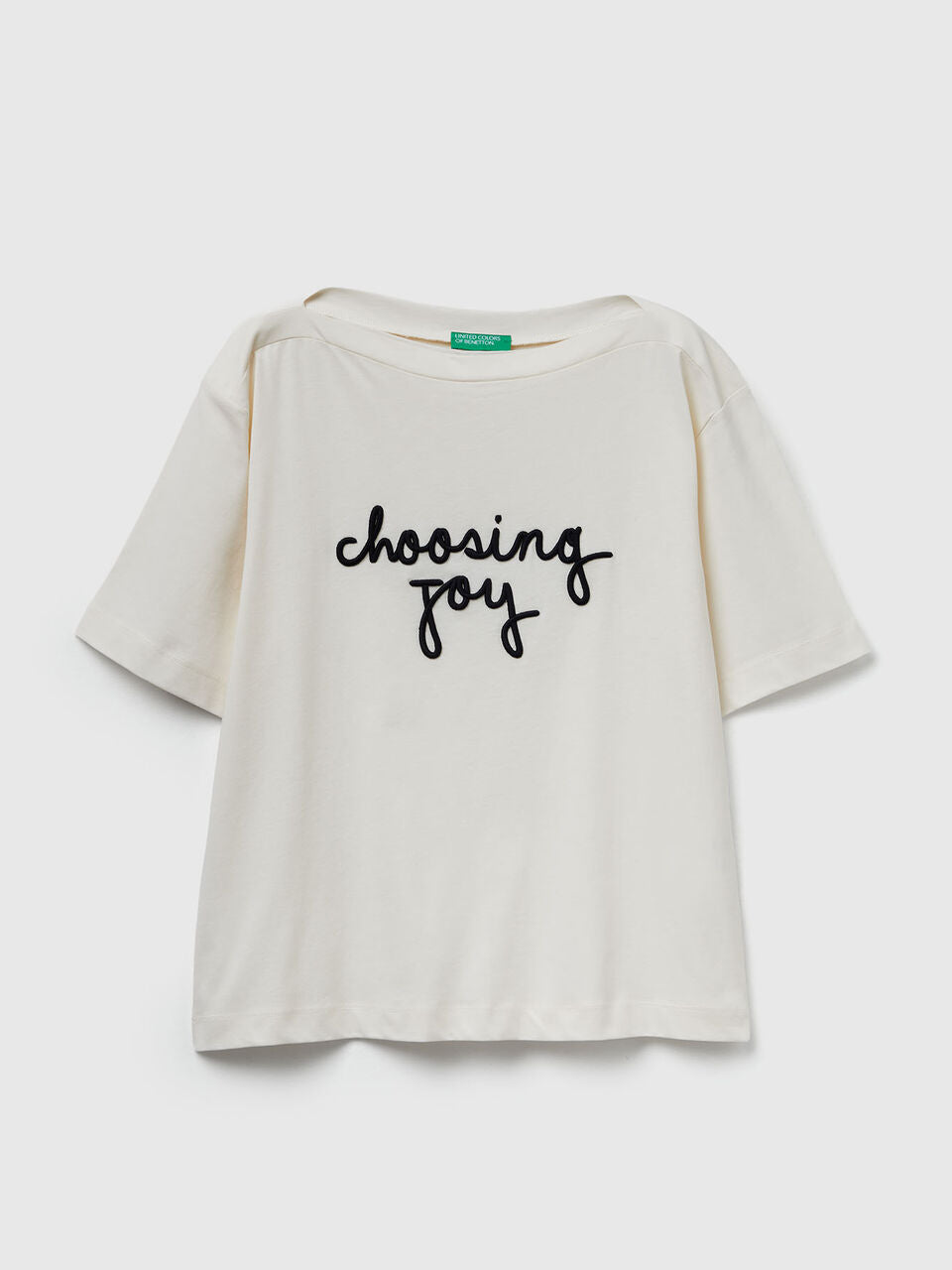 T-SHIRT WITH EMBROIDERED SLOGAN