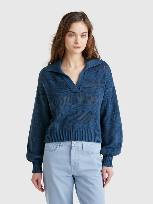 100% COTTON POLO SWEATER