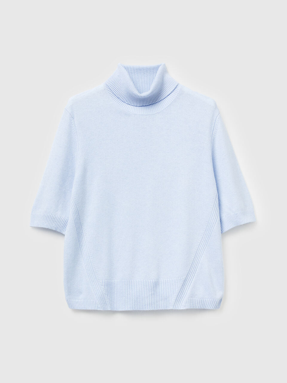 CAMEL CASHMERE BLEND SHORT SLEEVE TURTLE COLLAR