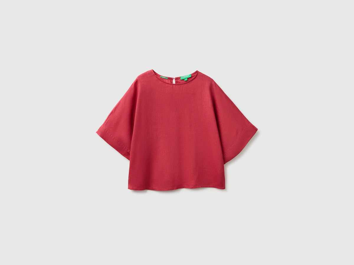 CREW NECK BLOUSE IN PURE LINEN