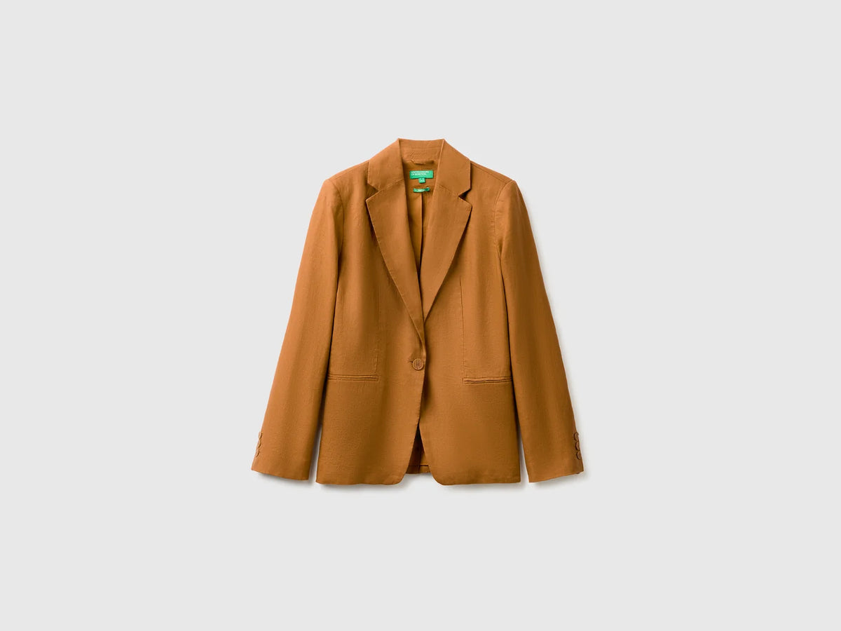 SINGLE-BREASTED BLAZER IN PURE LINEN
