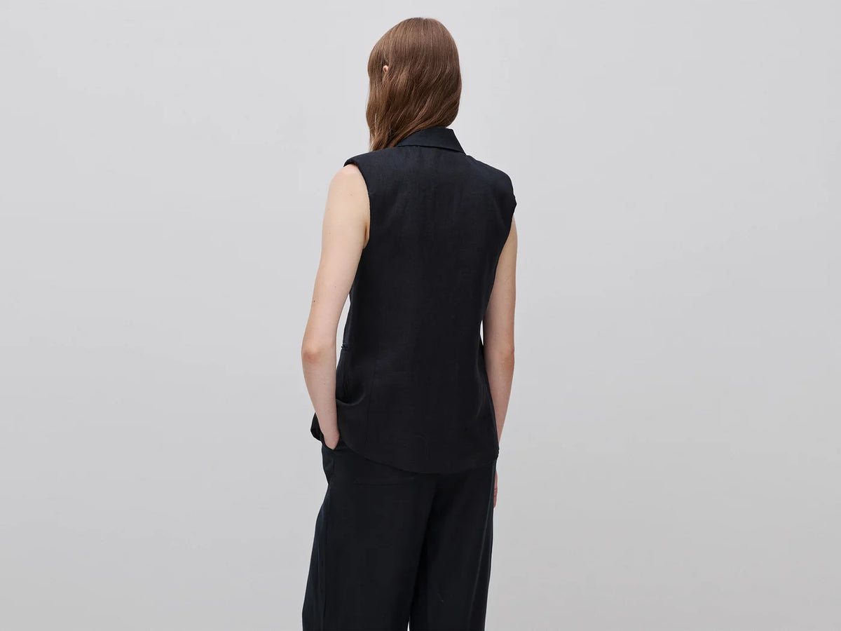 LONG VEST IN PURE LINEN