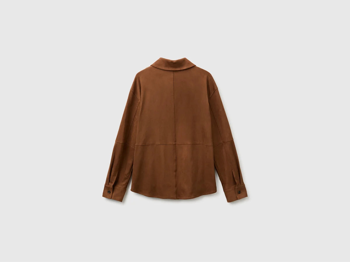 SUEDE-EFFECT SHIRT JACKET
