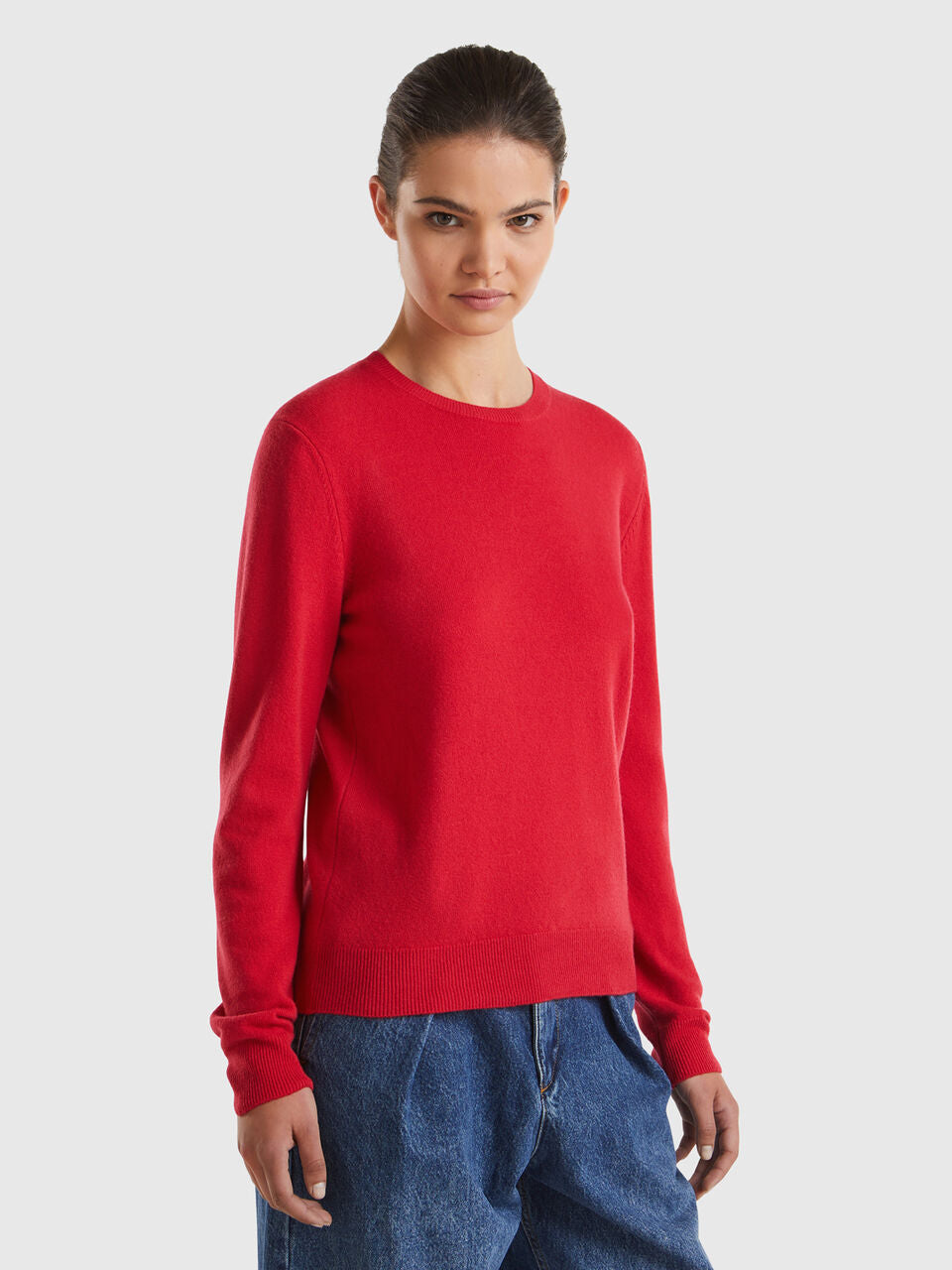 RED PLUM CREW NECK SWEATER IN PURE MERINO WOOL