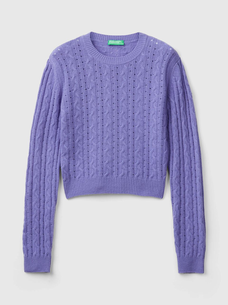 CROPPED SWEATER WITH CABLE KNIT AND PERFORATIONS