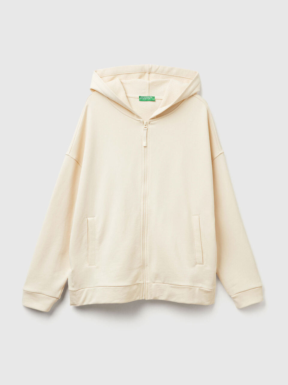 100% COTTON SWEATSHIRT WITH ZIP AND HOOD