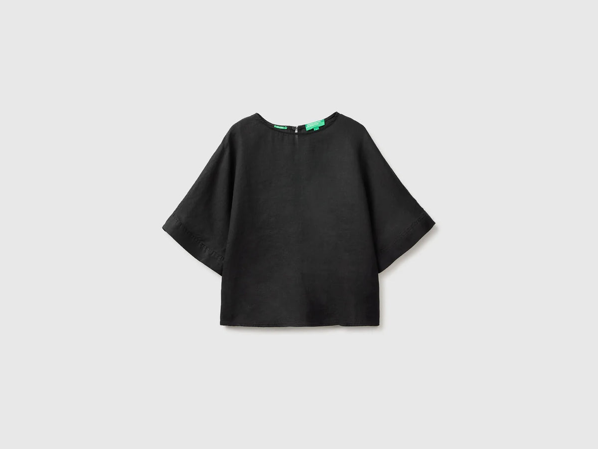 CREW NECK BLOUSE IN PURE LINEN