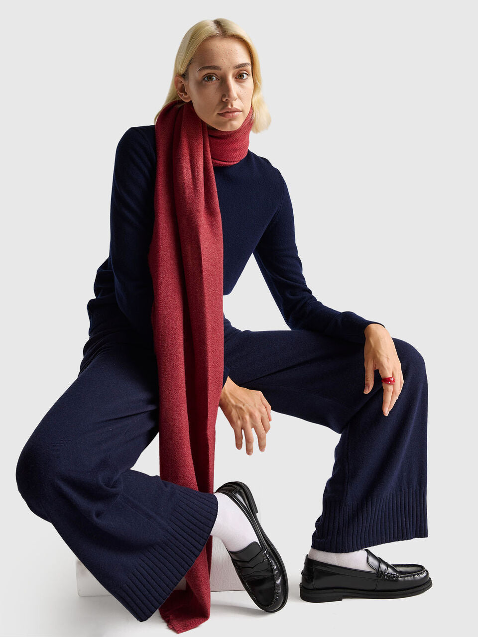 BEIGE WIDE PANTS IN WOOL AND CASHMERE BLEND