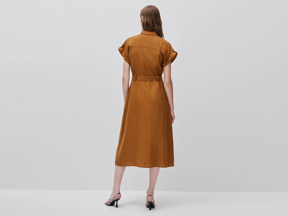 MIDI SHIRT DRESS IN PURE LINEN