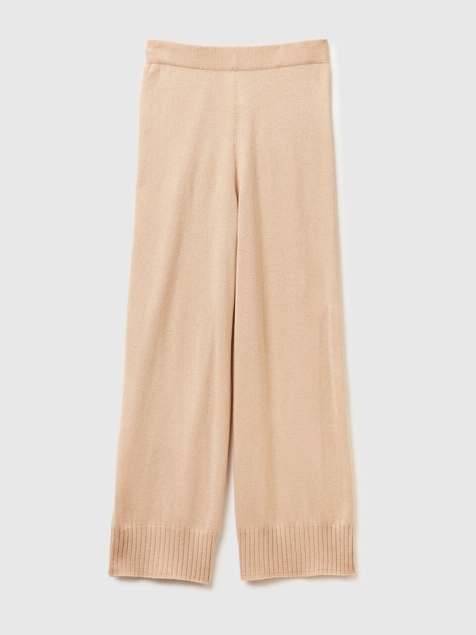 BEIGE WIDE PANTS IN WOOL AND CASHMERE BLEND