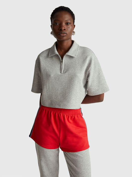 CROPPED POLO SHIRT WITH ZIP STRANGER THINGS