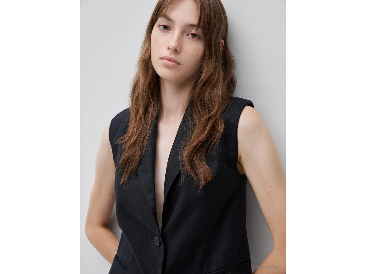 LONG VEST IN PURE LINEN