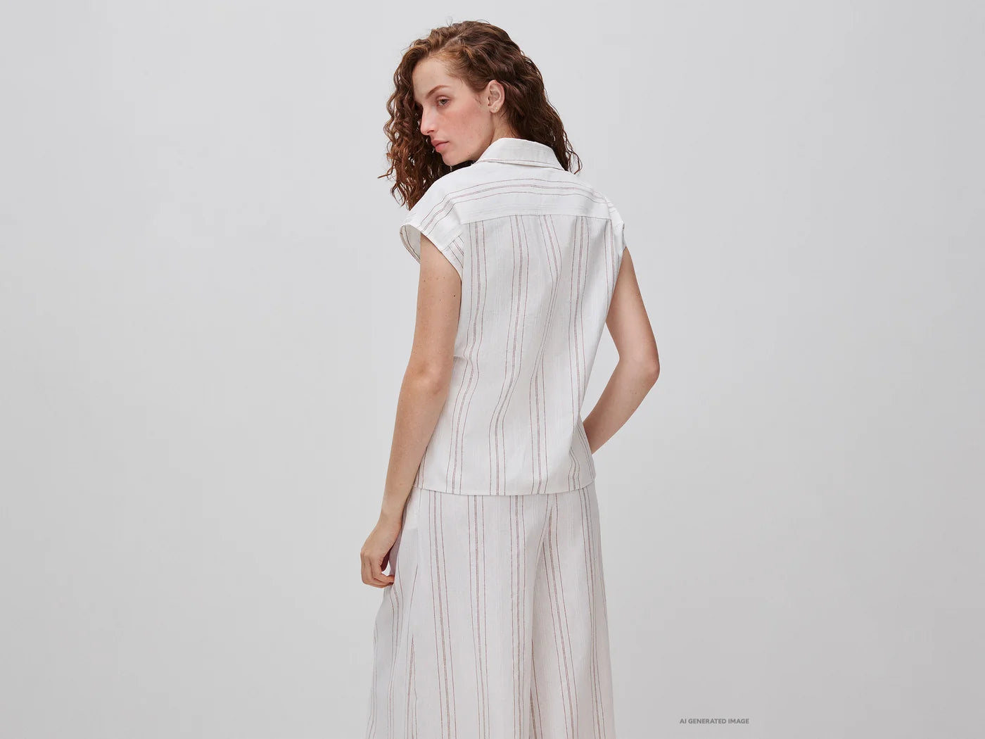 LINEN BLEND WRAP BLOUSE