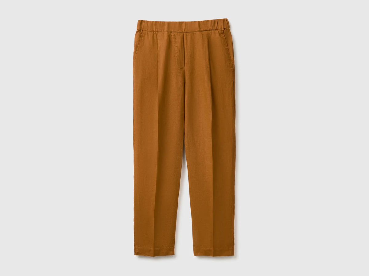 CARROT FIT TROUSERS IN PURE LINEN