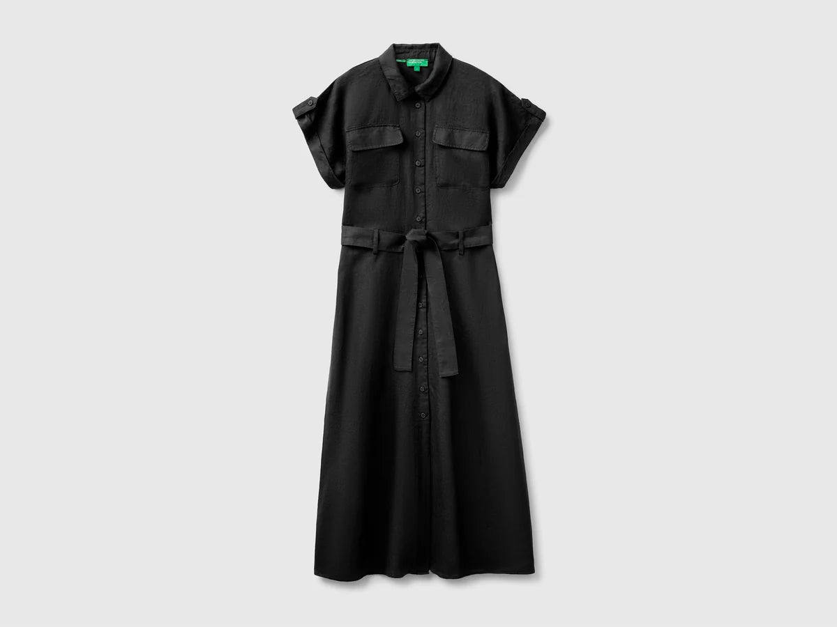 MIDI SHIRT DRESS IN PURE LINEN