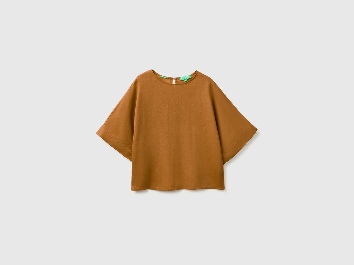 CREW NECK BLOUSE IN PURE LINEN
