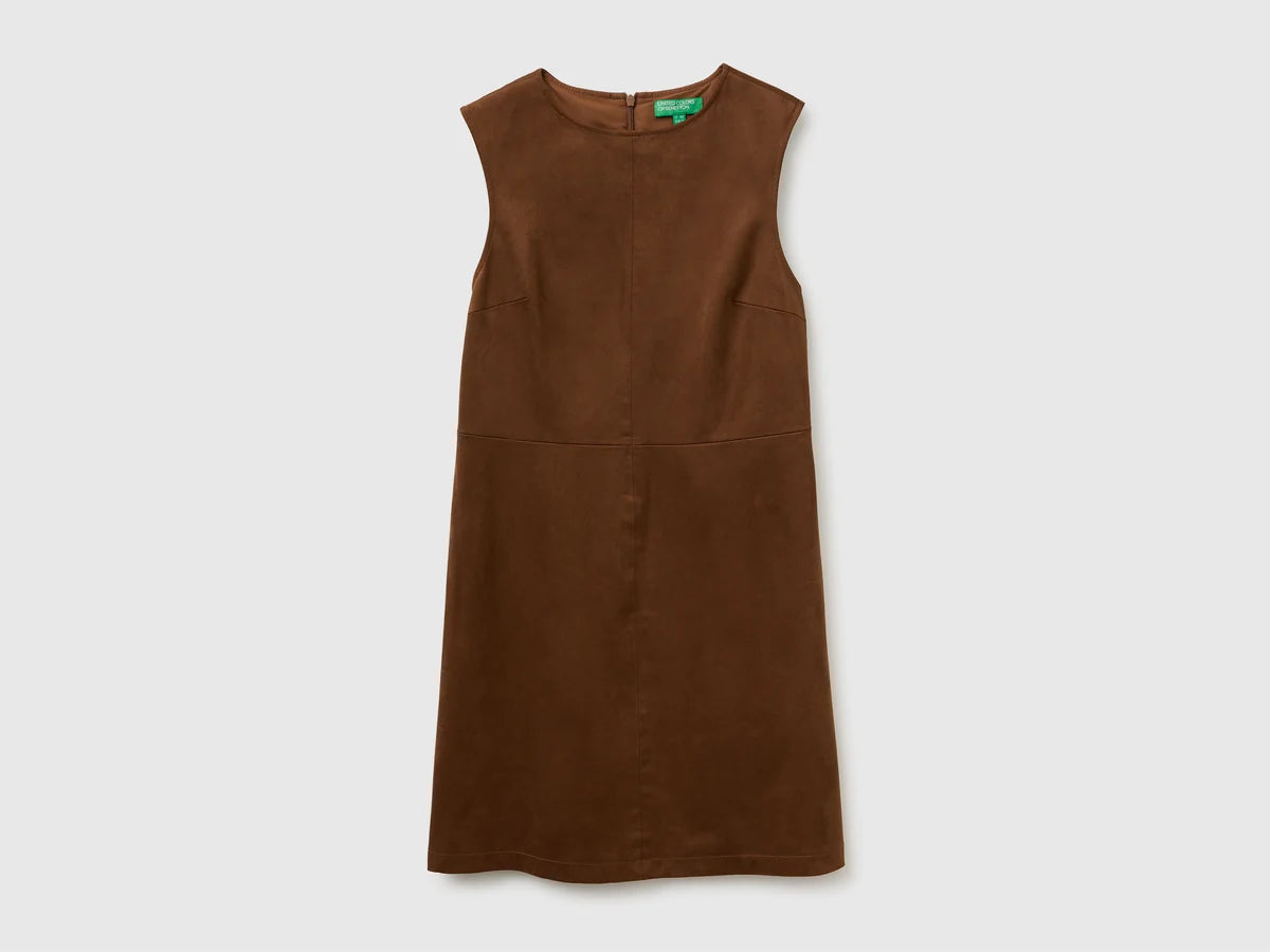 SLEEVELESS SUEDE-EFFECT DRESS