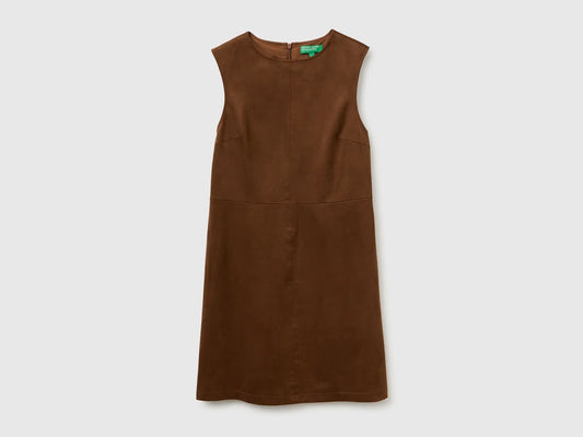SLEEVELESS SUEDE-EFFECT DRESS