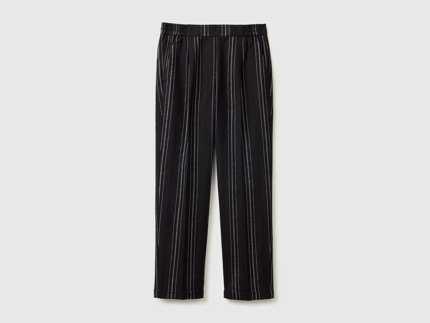 STRIPED LINEN BLEND TROUSERS