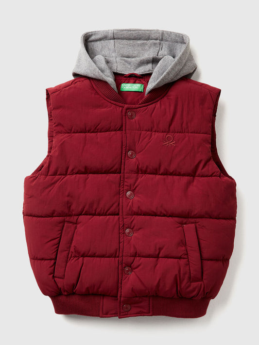 PADDED VEST WITH REMOVABLE HOOD
