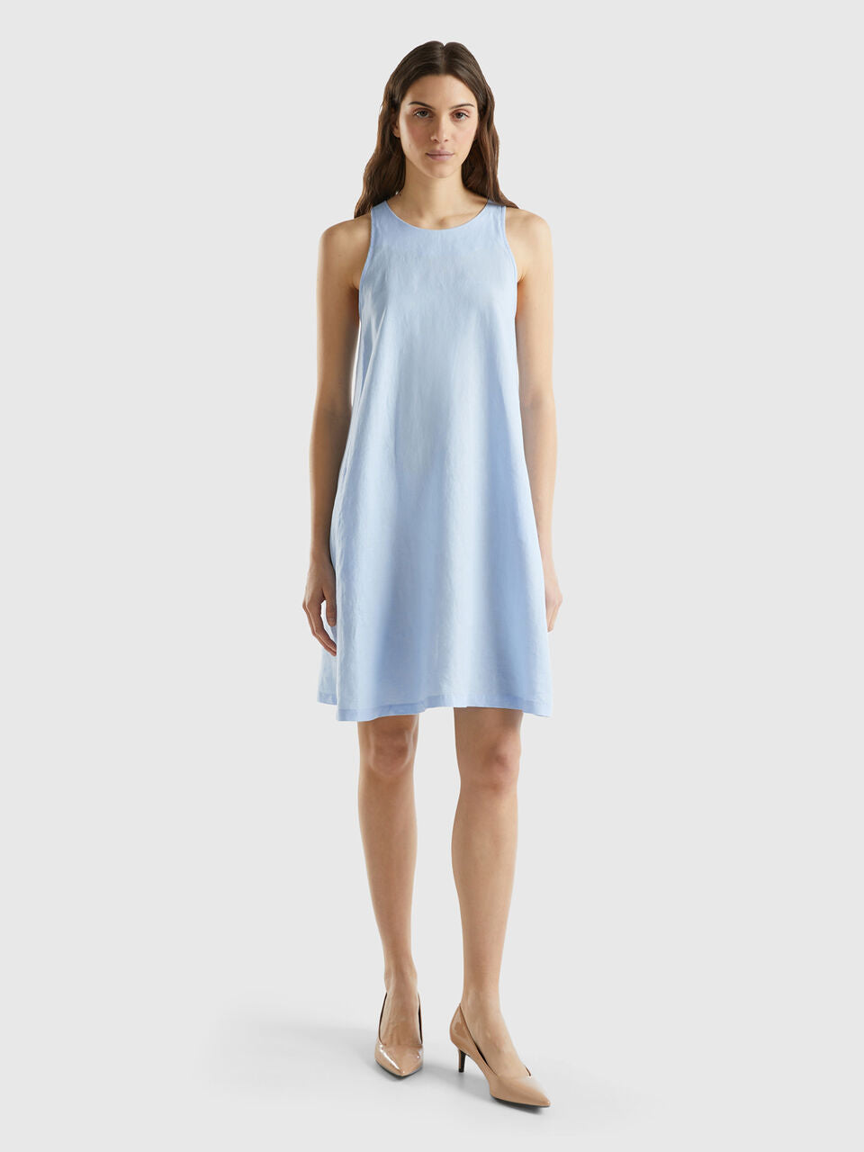 SLEEVELESS DRESS IN PURE LINEN