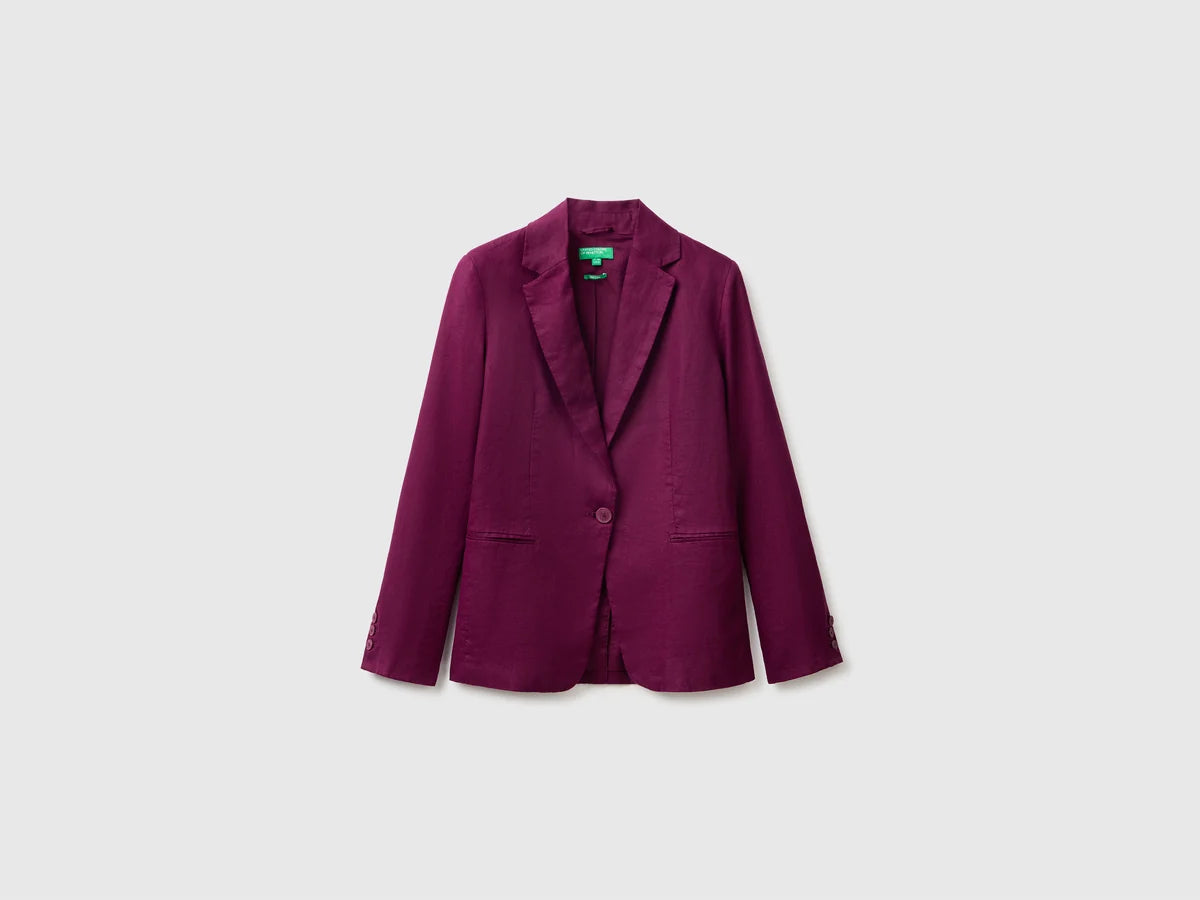 SINGLE-BREASTED BLAZER IN PURE LINEN