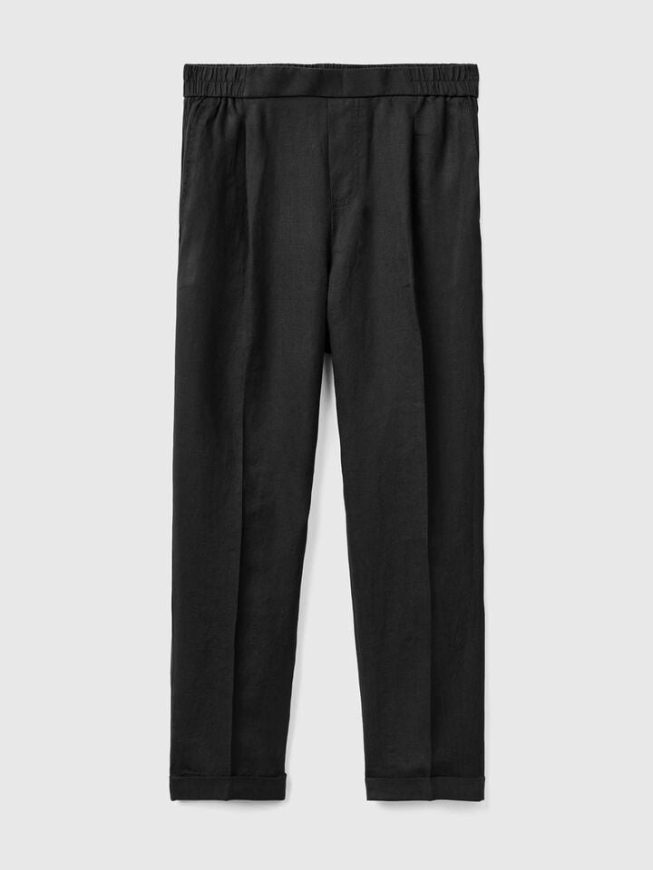 CROPPED TROUSERS IN 100% LINEN