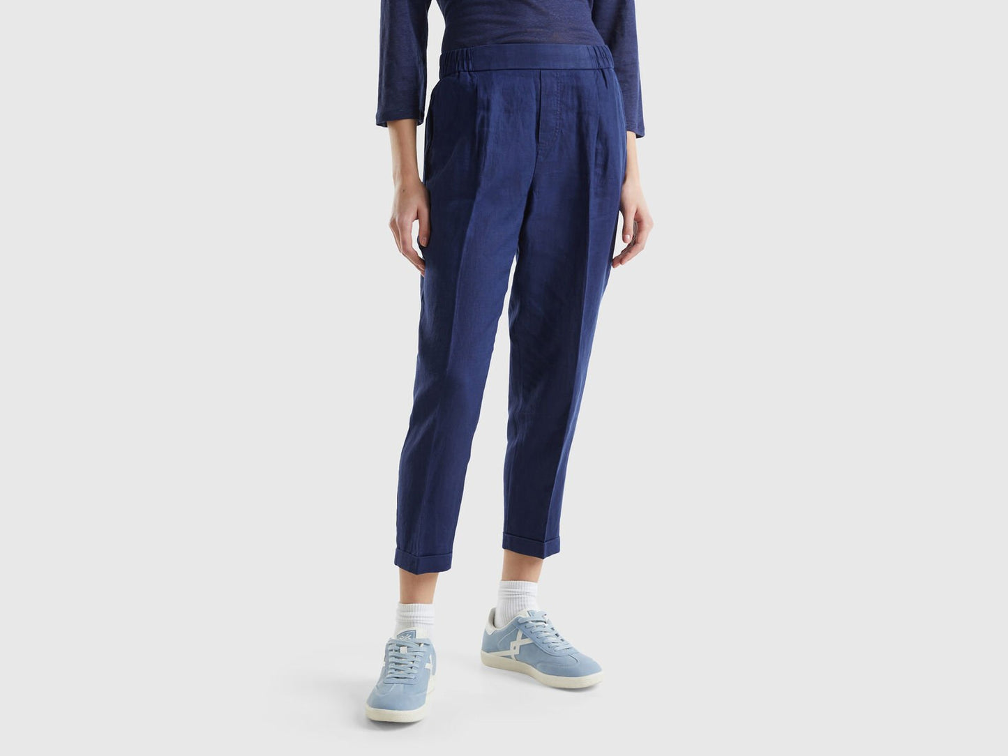 CROPPED TROUSERS IN 100% LINEN