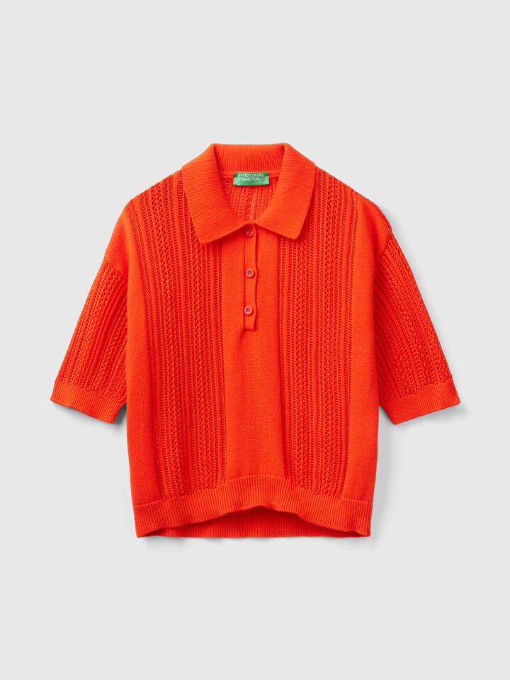 CROCHET KNIT POLO SHIRT