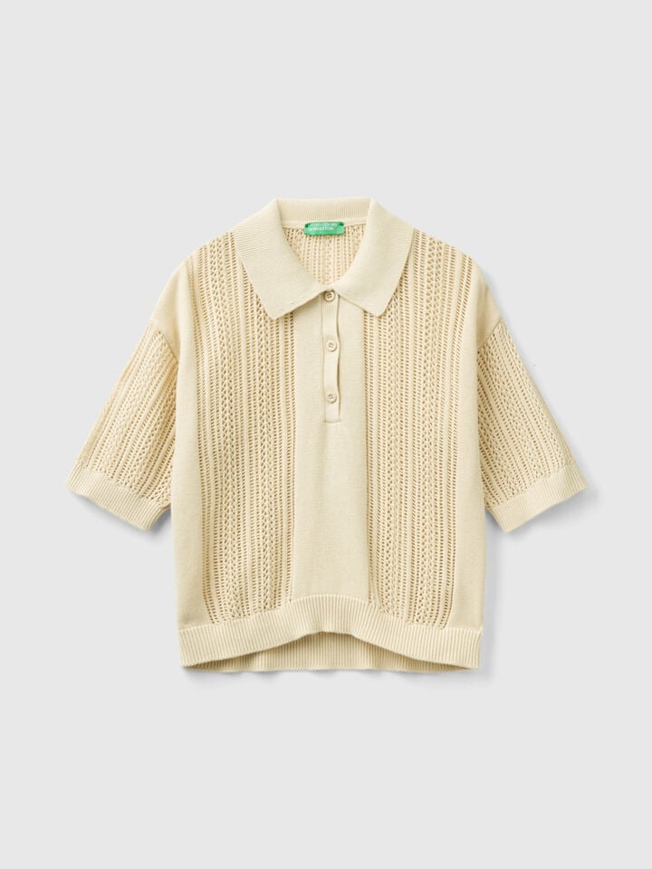 CROCHET KNIT POLO SHIRT