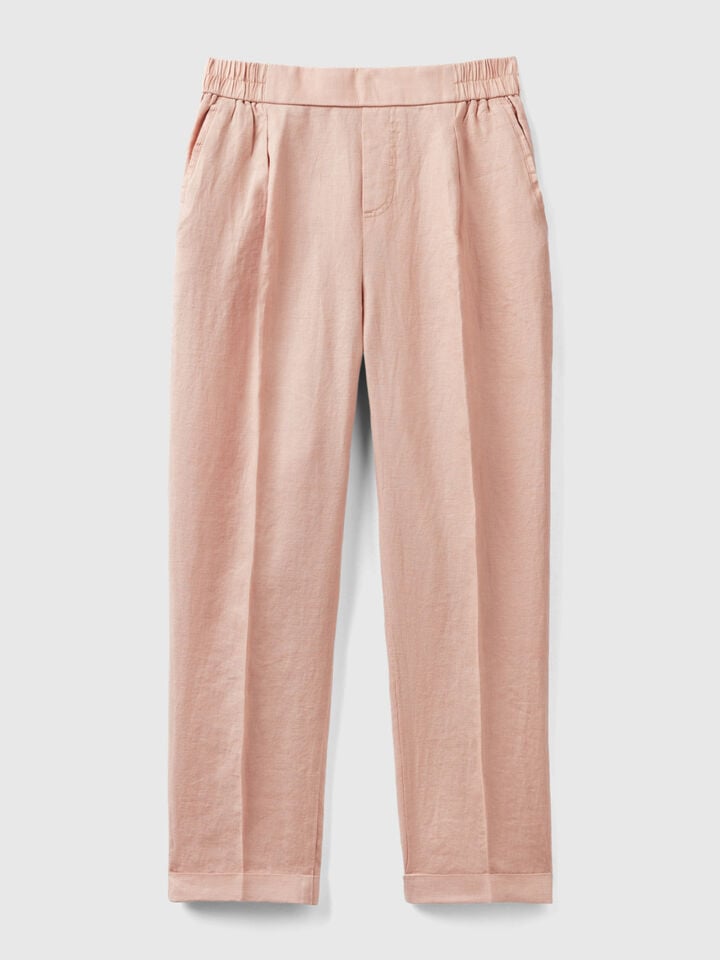 CROPPED TROUSERS IN 100% LINEN