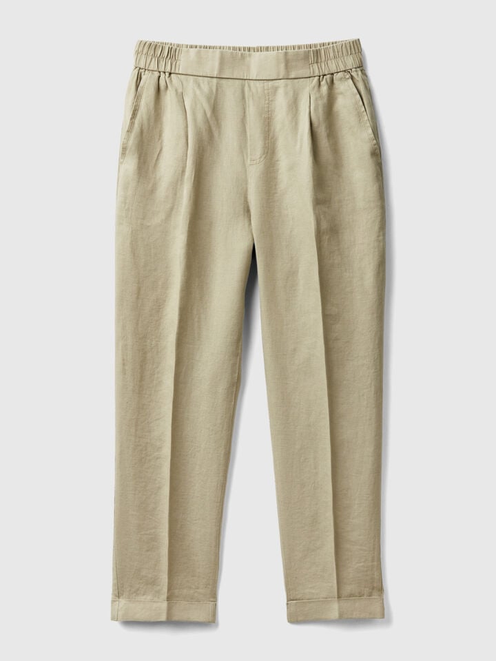 CROPPED TROUSERS IN 100% LINEN