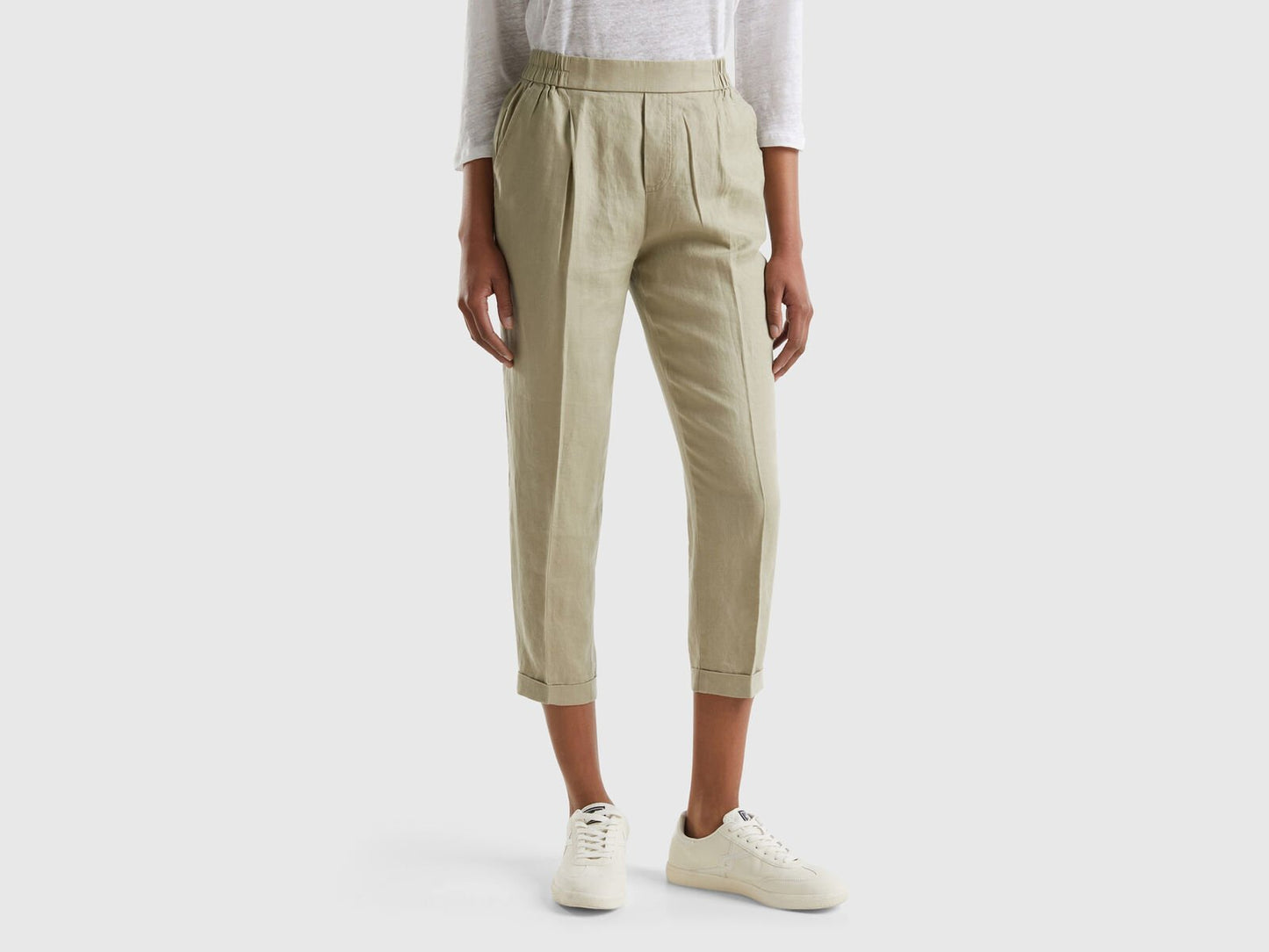 CROPPED TROUSERS IN 100% LINEN