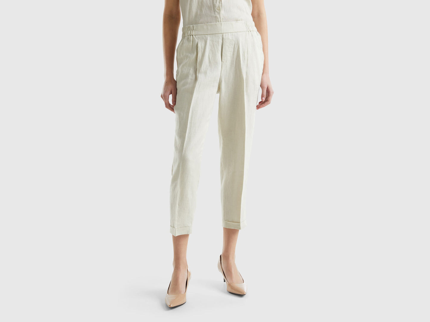 CROPPED TROUSERS IN 100% LINEN