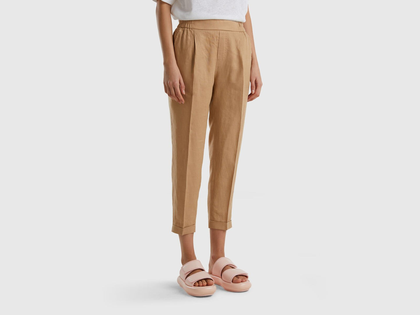 CROPPED TROUSERS IN 100% LINEN