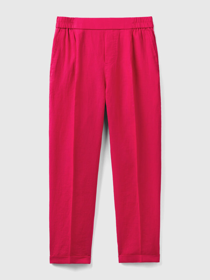 CROPPED TROUSERS IN 100% LINEN